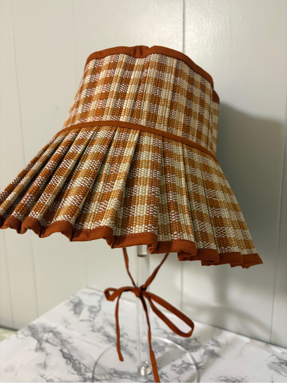 Lorna Murray Capri Hat Medium Pleated Sunhat Rust Gingham Check Luxury Resort - Picture 3 of 10